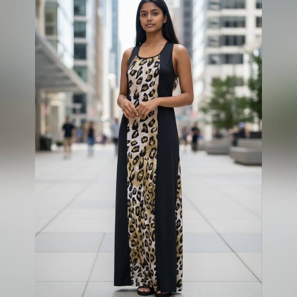 Elegant Animal Print Maxi Dress